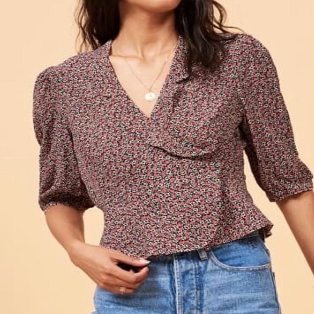 Rouje Black and Red Floral Blouse